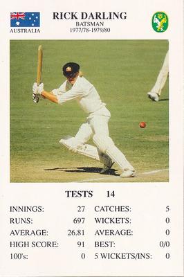 1993 The Great Test Match Card Game #NNO Rick Darling Front
