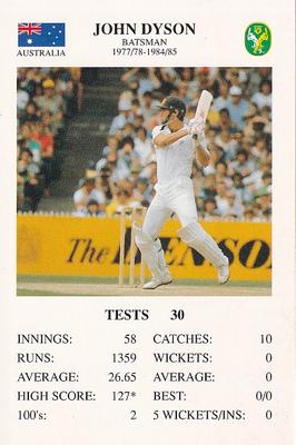 1993 The Great Test Match Card Game #NNO John Dyson Front