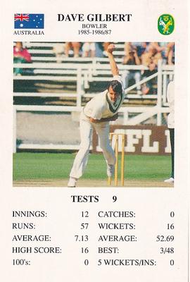1993 The Great Test Match Card Game #NNO Dave Gilbert Front