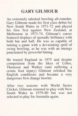 1993 The Great Test Match Card Game #NNO Gary Gilmour Back