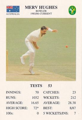 1993 The Great Test Match Card Game #NNO Merv Hughes Front