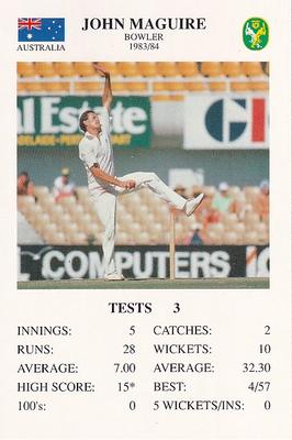 1993 The Great Test Match Card Game #NNO John Maguire Front