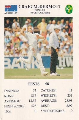 1993 The Great Test Match Card Game #NNO Craig McDermott Front