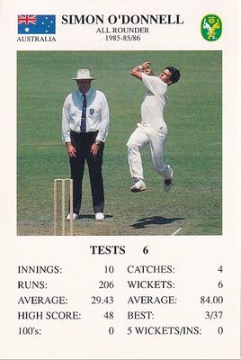 1993 The Great Test Match Card Game #NNO Simon O'Donnell Front
