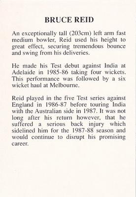 1993 The Great Test Match Card Game #NNO Bruce Reid Back