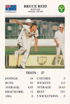 1993 The Great Test Match Card Game #NNO Bruce Reid Front