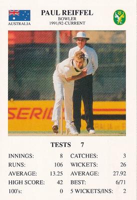 1993 The Great Test Match Card Game #NNO Paul Reiffel Front