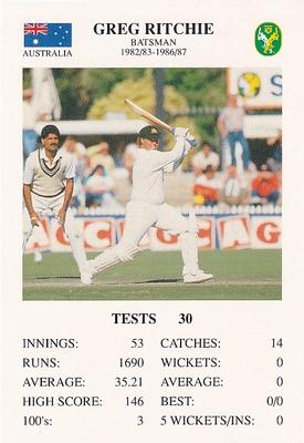 1993 The Great Test Match Card Game #NNO Greg Ritchie Front