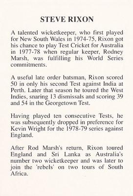 1993 The Great Test Match Card Game #NNO Steve Rixon Back