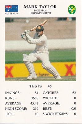 1993 The Great Test Match Card Game #NNO Mark Taylor Front