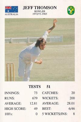 1993 The Great Test Match Card Game #NNO Jeff Thomson Front