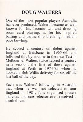 1993 The Great Test Match Card Game #NNO Doug Walters Back
