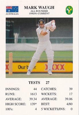 1993 The Great Test Match Card Game #NNO Mark Waugh Front