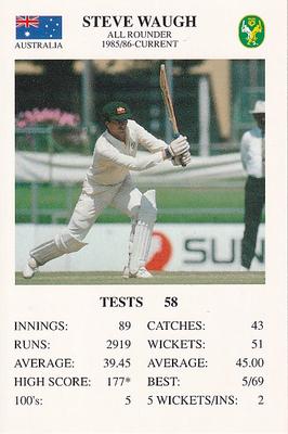 1993 The Great Test Match Card Game #NNO Steve Waugh Front