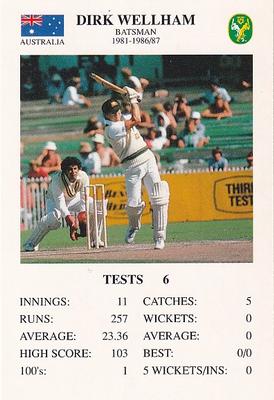 1993 The Great Test Match Card Game #NNO Dirk Wellham Front