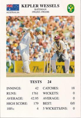 1993 The Great Test Match Card Game #NNO Kepler Wessels Front