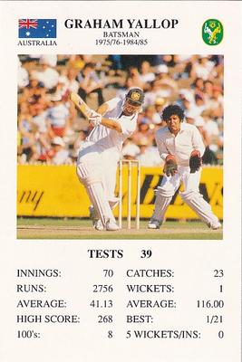 1993 The Great Test Match Card Game #NNO Graham Yallop Front