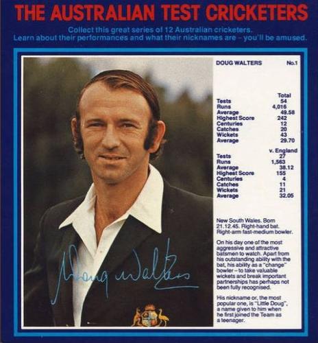 1975 Colgate-Palmolive Ajax The Australian Test Cricketers #1 Doug Walters Front
