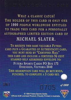 1994-95 Futera Cricket - Signature Series Redemptions #Sig 1 Michael Slater Back