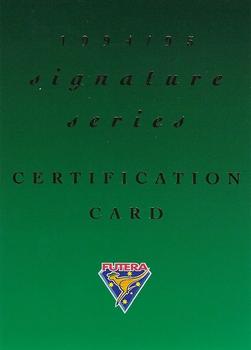 1994-95 Futera Cricket - Signature Series Certificate of Authenticity #Sig 1 Michael Slater Front