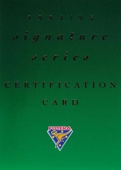 1994-95 Futera Cricket - Signature Series Certificate of Authenticity #Sig 2 Shane Warne Front