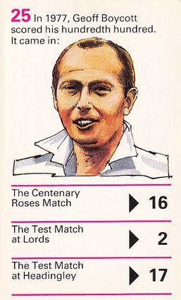 1979 Waddingtons Cricket Quiz Game #25 Geoff Boycott Front