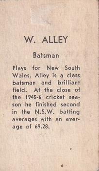 1946-47 Coles Cricketers (Frameless) #NNO Bill Alley Back
