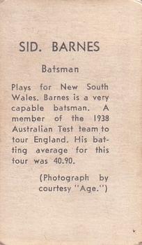 1946-47 Coles Cricketers (Frameless) #NNO Sidney Barnes Back