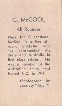 1946-47 Coles Cricketers (Frameless) #NNO Colin McCool Back