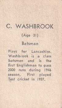 1946-47 Coles Cricketers (Frameless) #NNO Cyril Washbrook Back
