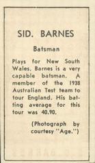 1946-47 Coles Cricketers (Framelines) #NNO Sidney Barnes Back