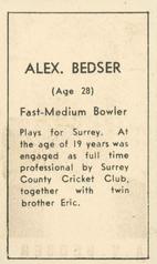 1946-47 Coles Cricketers (Framelines) #NNO Alec Bedser Back