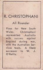 1946-47 Coles Cricketers (Framelines) #NNO Bob Christofani Back