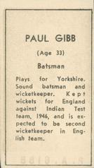 1946-47 Coles Cricketers (Framelines) #NNO Paul Gibb Back