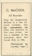 1946-47 Coles Cricketers (Framelines) #NNO Colin McCool Back