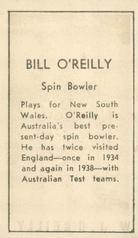 1946-47 Coles Cricketers (Framelines) #NNO Bill O'Reilly Back