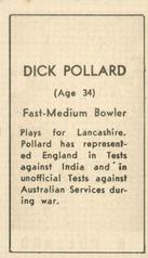1946-47 Coles Cricketers (Framelines) #NNO Dick Pollard Back