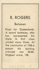 1946-47 Coles Cricketers (Framelines) #NNO Rex Rogers Back