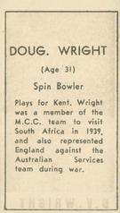 1946-47 Coles Cricketers (Framelines) #NNO Douglas Wright Back