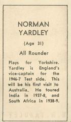 1946-47 Coles Cricketers (Framelines) #NNO Norman Yardley Back