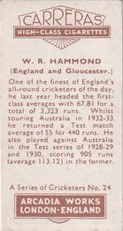 1934 Carreras A Series Of Cricketers #24 Walter Hammond Back