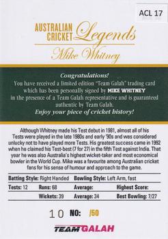 2022 Team Galah Australian Cricket Legends Signatures #ACL17 Mike Whitney Back