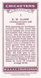 1999 Card Collector's Society 1936 Churchman's Cricketers (reprint) #7 Edward Clark Back