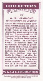 1999 Card Collector's Society 1936 Churchman's Cricketers (reprint) #16 Walter Hammond Back