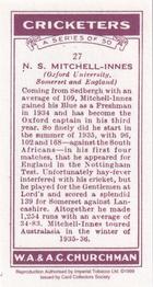 1999 Card Collector's Society 1936 Churchman's Cricketers (reprint) #27 Norman Mitchell-Innes Back