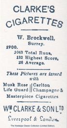 2001 Nostalgia 1901 Clarke's Cricketer Series (Reprint) #5 William Brockwell Back