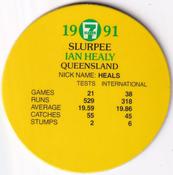 1991 7-Eleven Slurpee Aussie Cricket Stars #NNO Ian Healy Back