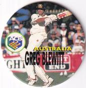 1995 Crown & Andrews Cricket Test Series & Sheffield Shield POG Pack Milk Caps #C1 Greg Blewett Front