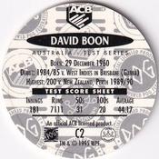 1995 Crown & Andrews Cricket Test Series & Sheffield Shield POG Pack Milk Caps #C2 David Boon Back