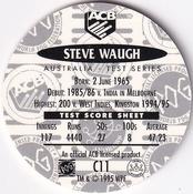 1995 Crown & Andrews Cricket Test Series & Sheffield Shield POG Pack Milk Caps #C11 Steve Waugh Back